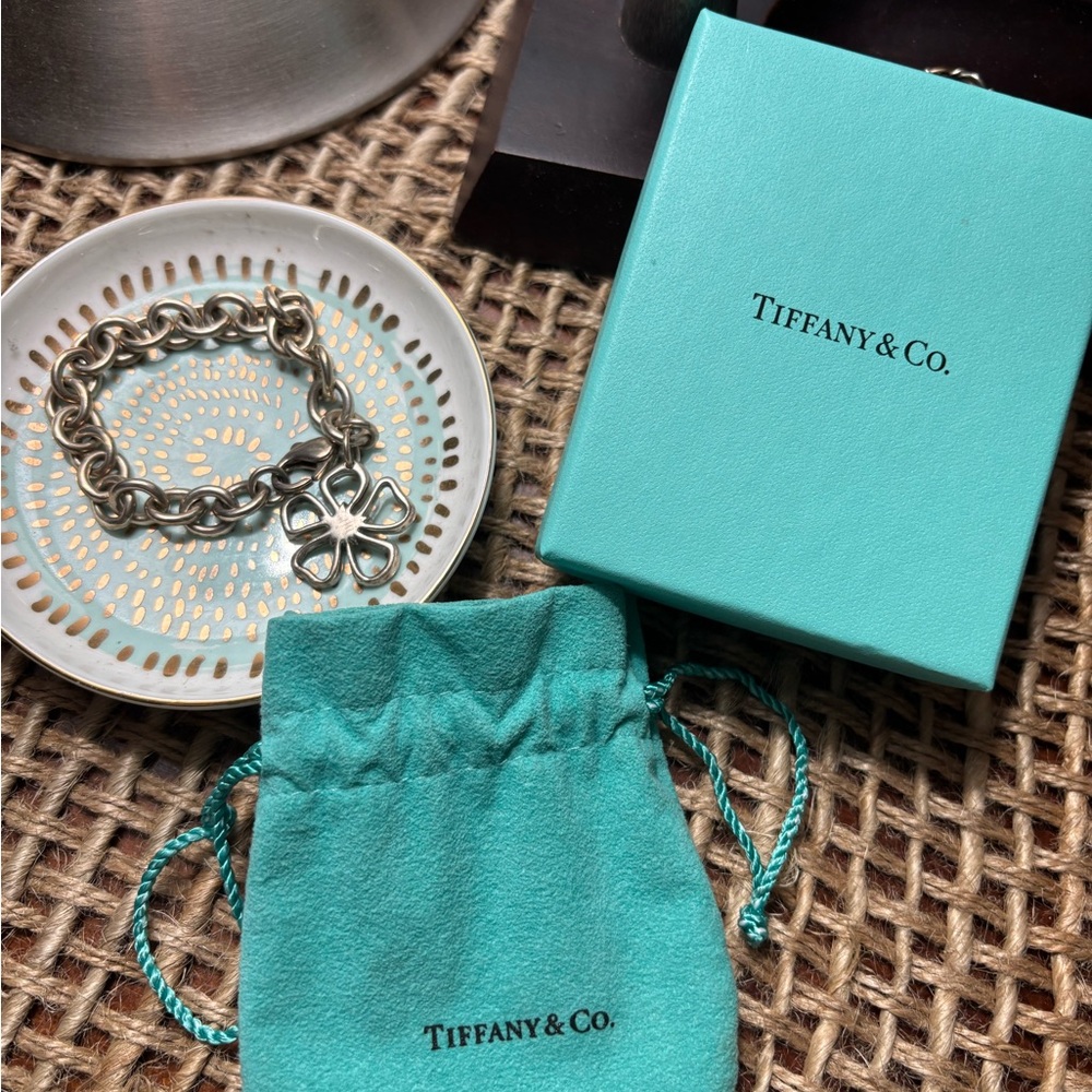 Tiffany & Co. Silver Hibiscus Charm Bracelet